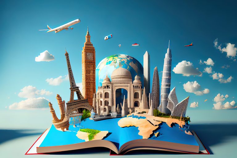 3D illustrator of Island. 3D rendering of a low polygon model including path selection